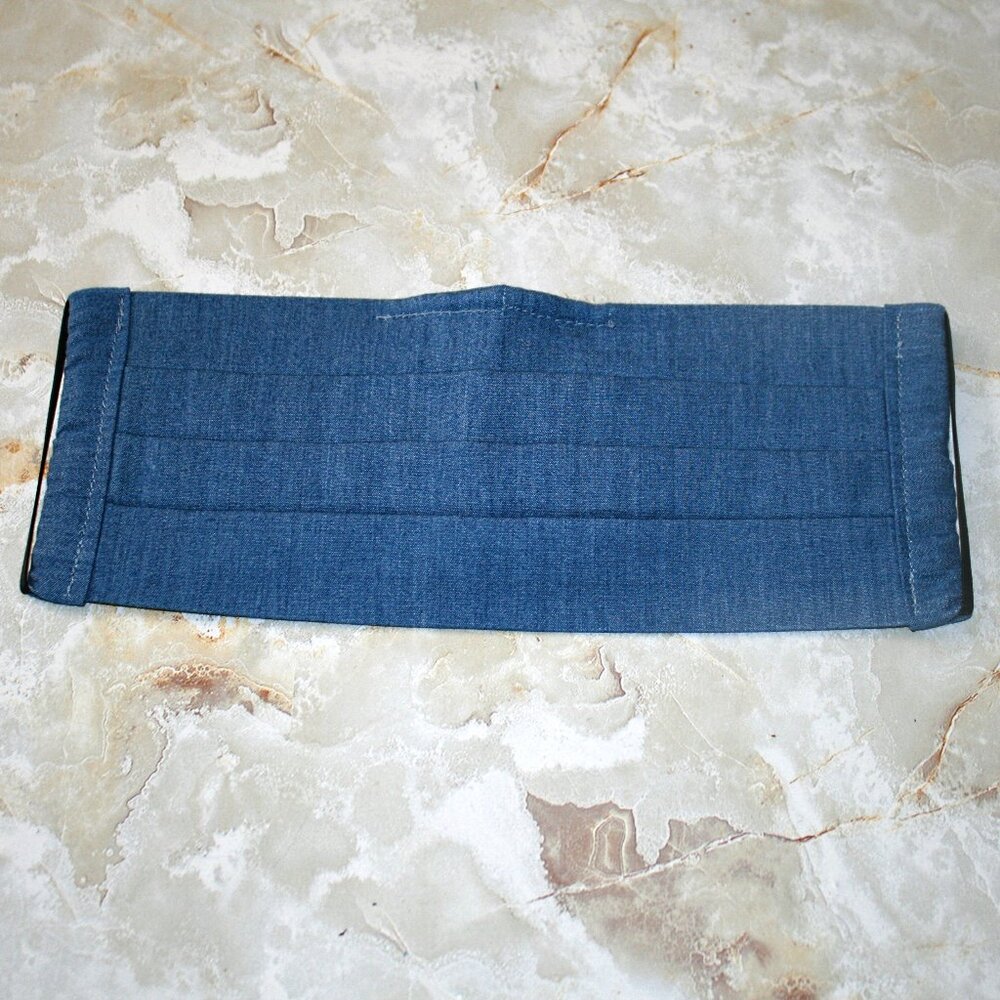 HAND CRAFTED Face Mask Chambray Denim Adult Cloth Fabric Solid - Pocket Style - Picture 5 of 15